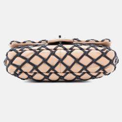 Pre Owned حقيبة فلاب شانيل كالفسكين ناعم زهري بني صغير كانيبييرز