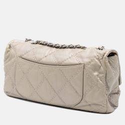 مملوكة مسبقًا حقيبة شانيل بني جلد عجل كبير محبوك بتصميم فلاب مضبوط