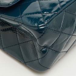 Pre Owned Chanel 2.55 Reissue 227 Teal Blue Quilted Patent Leather Flap Bag