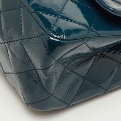 Pre Owned Chanel 2.55 Reissue 227 Teal Blue Quilted Patent Leather Flap Bag