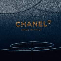 Pre Owned Chanel 2.55 Reissue 227 Teal Blue Quilted Patent Leather Flap Bag