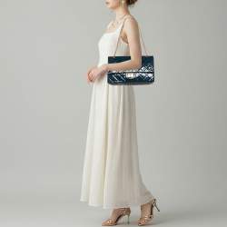 Pre Owned Chanel 2.55 Reissue 227 Teal Blue Quilted Patent Leather Flap Bag