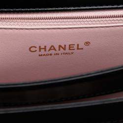 Pre Owned حقيبة شانيل سوداء باريس كوزموبولايت بخطوط مستقيمة من جلد العجل المعتق