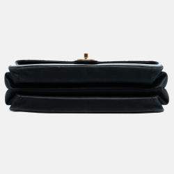 Pre Owned حقيبة شانيل سوداء باريس كوزموبولايت بخطوط مستقيمة من جلد العجل المعتق