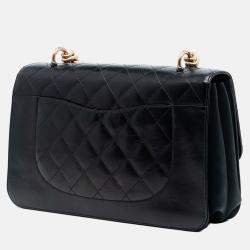 Pre Owned حقيبة شانيل سوداء باريس كوزموبولايت بخطوط مستقيمة من جلد العجل المعتق