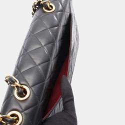 Pre Owned حقيبة شانيل ديكا ماتلاس 34 رفرف كتف فردي من جلد الحمل أسود