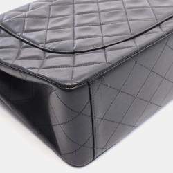 Pre Owned حقيبة شانيل ديكا ماتلاس 34 رفرف كتف فردي من جلد الحمل أسود