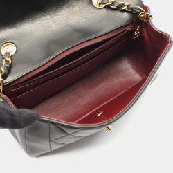 Pre Owned حقيبة كتف شانيل ماتلاسي ديانا جلد حمل أسود