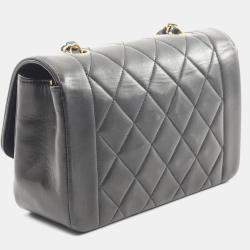 Pre Owned حقيبة كتف شانيل ماتلاسي ديانا جلد حمل أسود