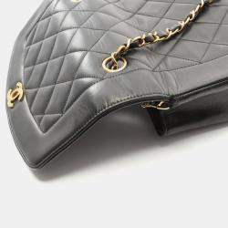 Pre Owned حقيبة كتف شانيل ماتلاسي ديانا جلد حمل أسود