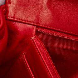 Pre Owned حقيبة يد شانيل شيفرون كوكو مارك حمراء جلد حملان