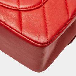 Pre Owned حقيبة يد شانيل شيفرون كوكو مارك حمراء جلد حملان