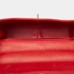 Pre Owned حقيبة يد شانيل شيفرون كوكو مارك حمراء جلد حملان