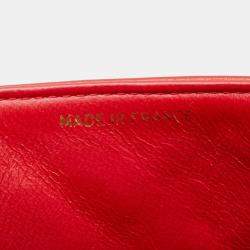 Pre Owned حقيبة يد شانيل شيفرون كوكو مارك حمراء جلد حملان