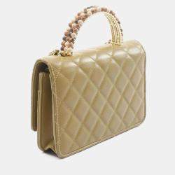 مملوكة مسبقًا حقيبة كتف شانيل ماتيلاسي جلد الخروف وخشب كاكي