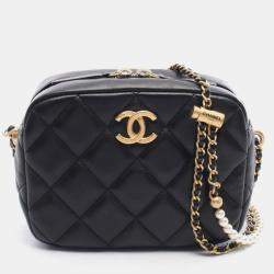 Pre Owned Chanel Matelasse Shoulder Bag In Lambskin Leather Black