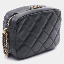 Pre Owned Chanel Matelasse Shoulder Bag In Lambskin Leather Black