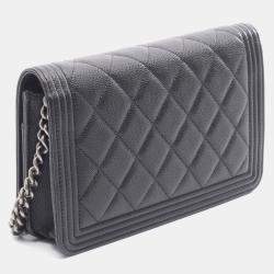 مملوكة مسبقًا حقيبة كتف شانيل بوي شانيل ماتيلسي جلد عجل محبب كافيار أسود