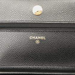 مملوكة مسبقًا Chanel Matelasse Coco Mark Chain Wallet Shoulder Bag In Black Caviar Skin