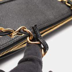 Pre Owned حقيبة شانيل كتف مارك كوكو جلد عجل محبب كافيار أسود