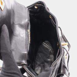 Pre Owned حقيبة ظهر شانيل ماتلاسيه جلد خروف أسود