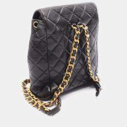 Pre Owned حقيبة ظهر شانيل ماتلاسيه جلد خروف أسود