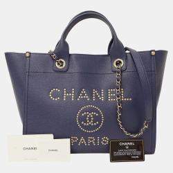 Pre Owned Chanel Handbag/Shoulder Bag  2-Way  Caviar Skin  Deauville  Navy Blue