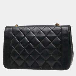 مملوكة مسبقًا Chanel Coco Mark Matelasse 25 Diana Chain Shoulder Bag  Black Lambskin