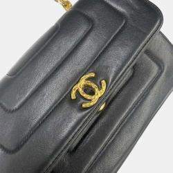 Pre Owned Chanel Bejeweled Chain Shoulder Bag In Black Lambskin