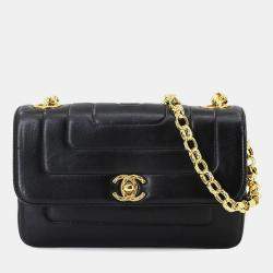 Pre Owned Chanel Bejeweled Chain Shoulder Bag In Black Lambskin
