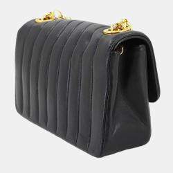 Pre Owned Chanel Bejeweled Chain Shoulder Bag In Black Lambskin