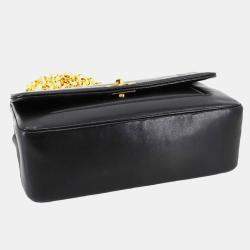 Pre Owned Chanel Bejeweled Chain Shoulder Bag In Black Lambskin