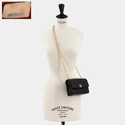 Pre Owned Chanel Bejeweled Chain Shoulder Bag In Black Lambskin