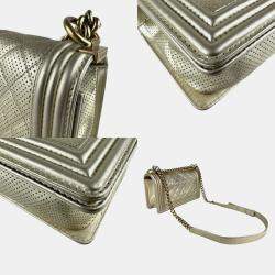 Pre Owned حقيبة كتف شانيل بوي شانيل جلد معدن ذهبي