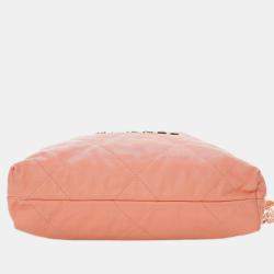 Pre Owned حقيبة شانيل هوبو مبطنة جلد كافيار وردي صغير 22