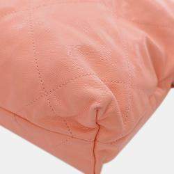 Pre Owned حقيبة شانيل هوبو مبطنة جلد كافيار وردي صغير 22