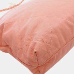 Pre Owned حقيبة شانيل هوبو مبطنة جلد كافيار وردي صغير 22