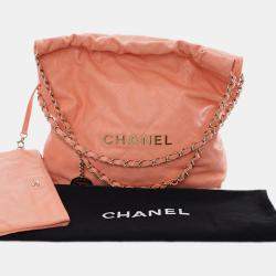 Pre Owned حقيبة شانيل هوبو مبطنة جلد كافيار وردي صغير 22