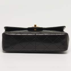 Pre Owned Chanel Classic Black Quilted Lambskin Leather Flap Bag