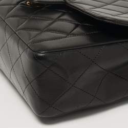 Pre Owned Chanel Classic Black Quilted Lambskin Leather Flap Bag