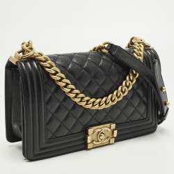 مملوكة مسبقًا Chanel Boy Medium Black Quilted Caviar Leather Flap Bag
