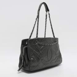 مملوكة مسبقًا حقيبة يد شانيل رمادية ناعمة جلد كافيار سي سي تايملس