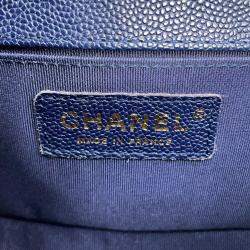 Pre Owned Chanel Boy Mini Navy Caviar Leather Chain Shoulder Bag