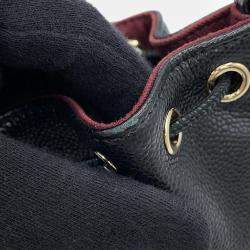 Pre Owned Chanel Matelasse Bucket Bag Black Caviar Leather