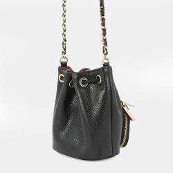 Pre Owned Chanel Matelasse Bucket Bag Black Caviar Leather