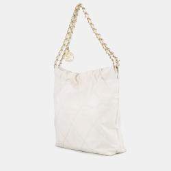 Pre Owned Chanel Chanel22 White Calf Leather Size Small