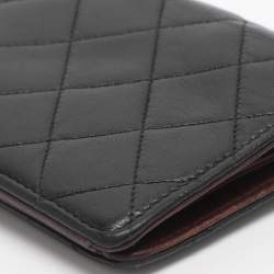 مملوكة مسبقًا محفظة شانييل طويلة جلد مبطن أسود "واي"