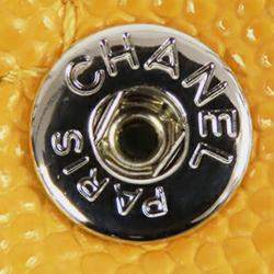 Pre Owned محفظة شانيل سلسلة بحرفين CC صفراء بشيفرون كافيار