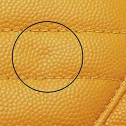 Pre Owned محفظة شانيل سلسلة بحرفين CC صفراء بشيفرون كافيار