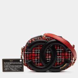 مملوكة مسبقًا Chanel Black Red Tweed and Lambskin Coco Midnight Camera Bag